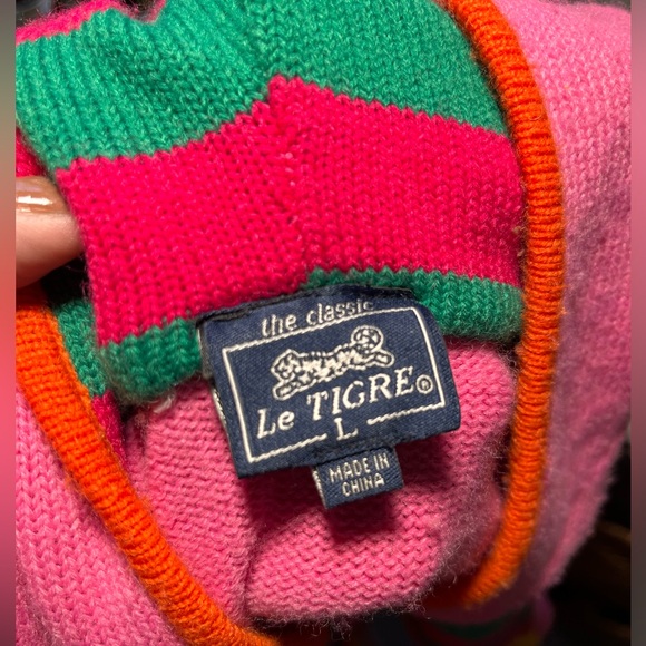 Vintage Le Tigre (Izod) Children’s Sweater Hooded Cardigan Large - Picture 2 of 4